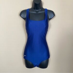Speedo Solid Blue One Piece Bathing Suit RN 54934